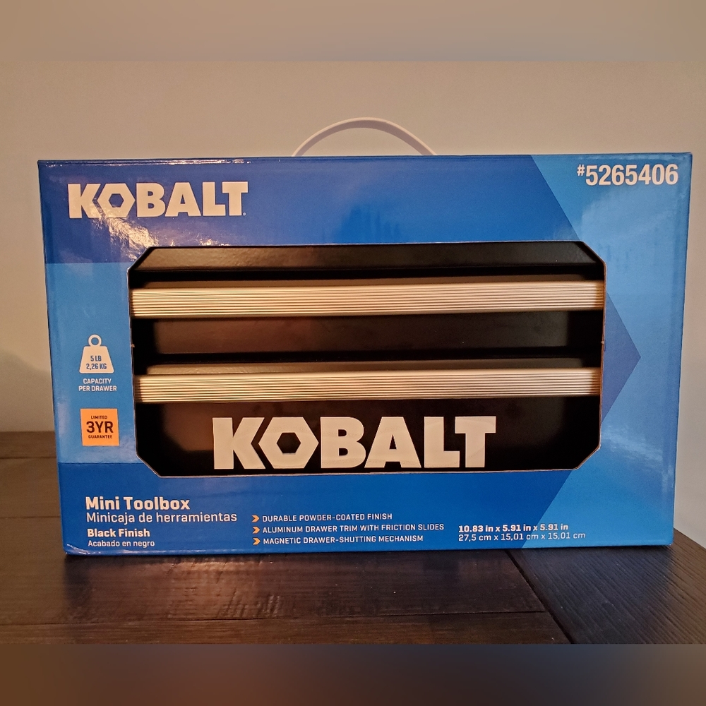 KOBALT  Mini 10.83-in Friction 2-Drawer Black Steel Tool Box 25th anniversary